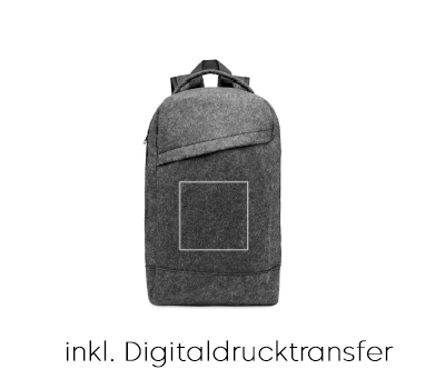 Filzrucksack mit Isolierflasche Druckbereich Logo